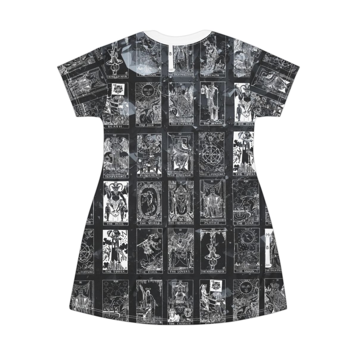 White Vintage Tarot Card Black Crystal T-Shirt Dress