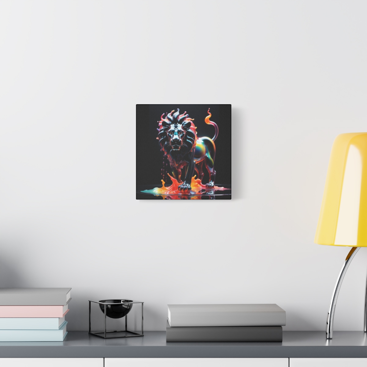 Stunning Unique Colorful Lion Glass Wall Art Canvas