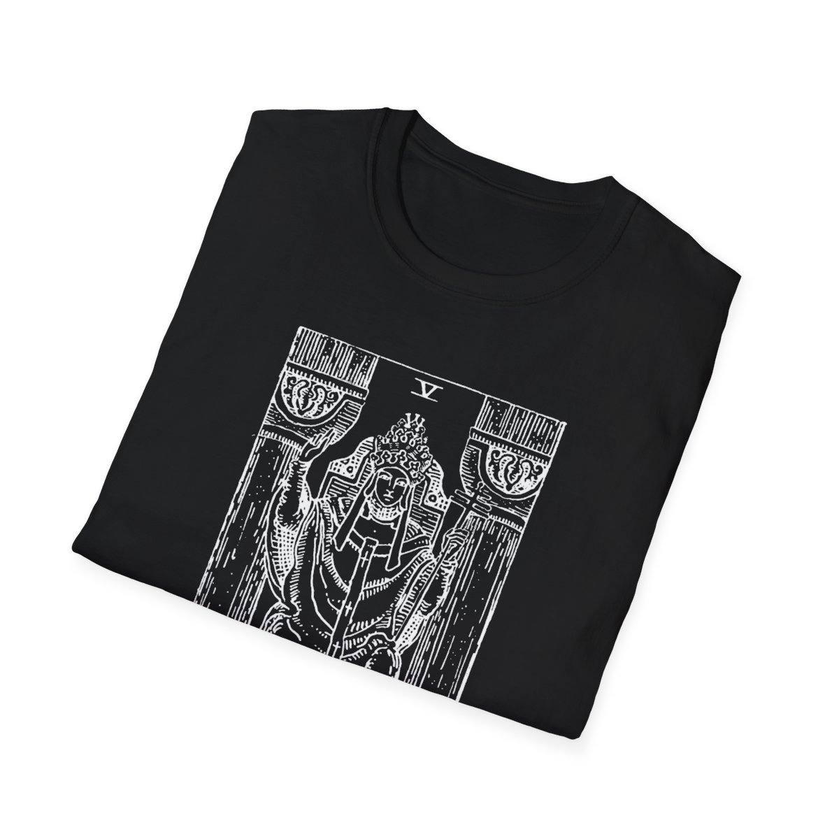 5 - The Hierophant White Vintage Tarot Card Softstyle T-Shirt
