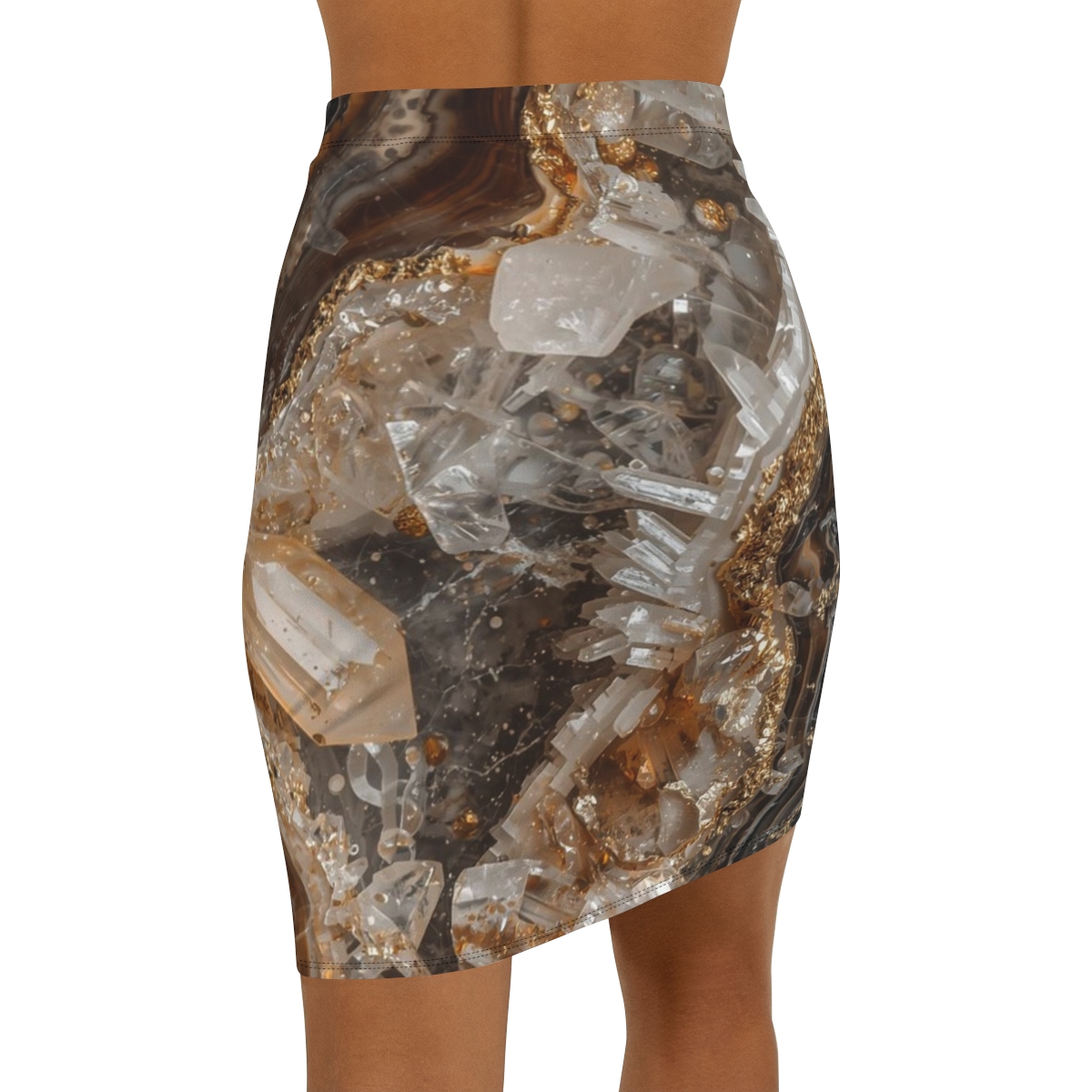 Beautiful Chic Crystal Agate Mid-Waist Pencil Skirt