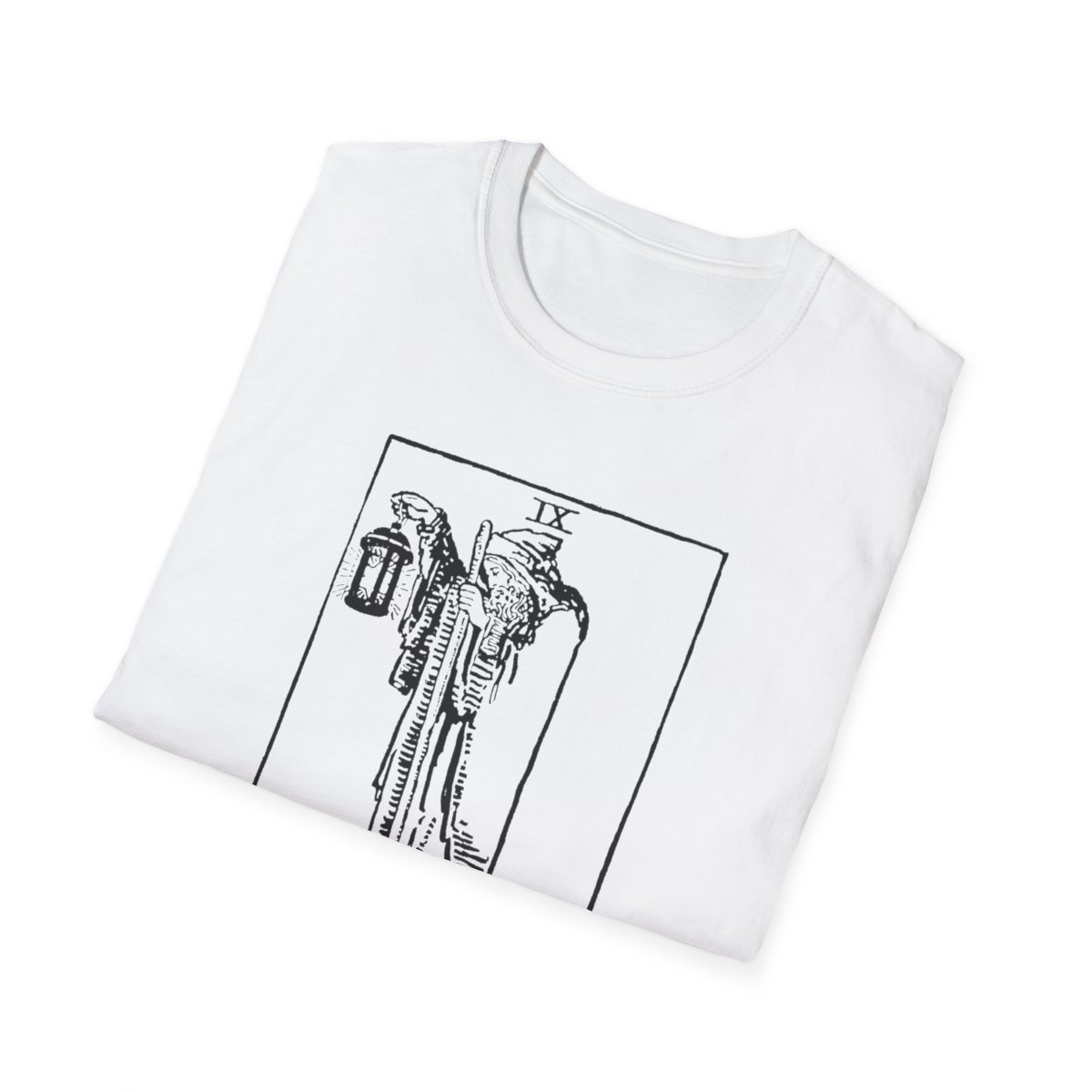 9 - The Hermit Black Vintage Tarot Card Softstyle T-Shirt