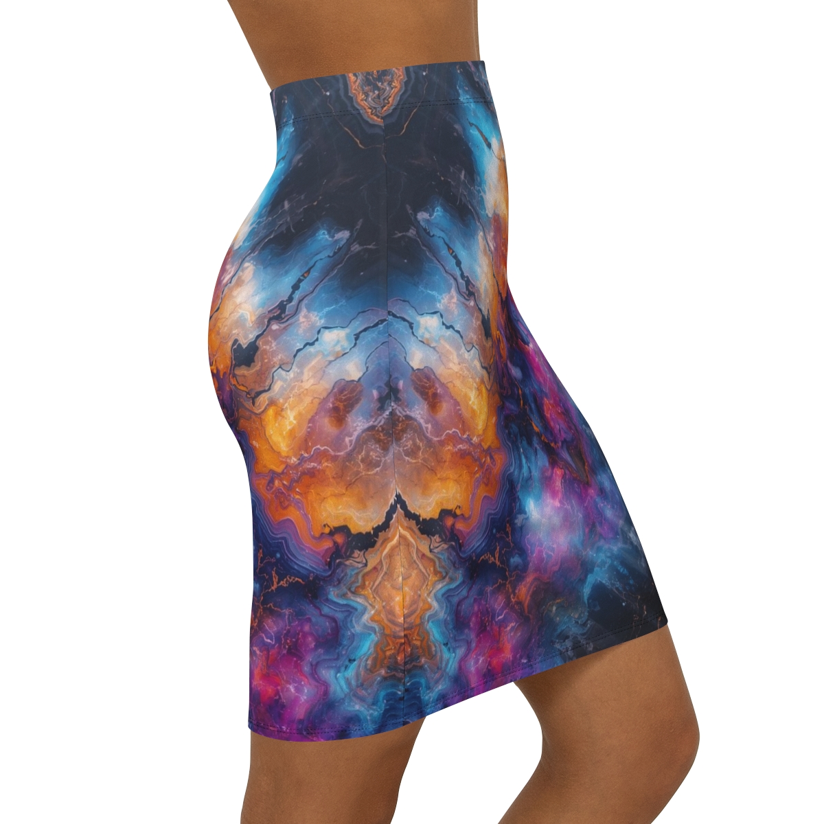 Stunning Cosmic Mid-Waist Pencil Skirt
