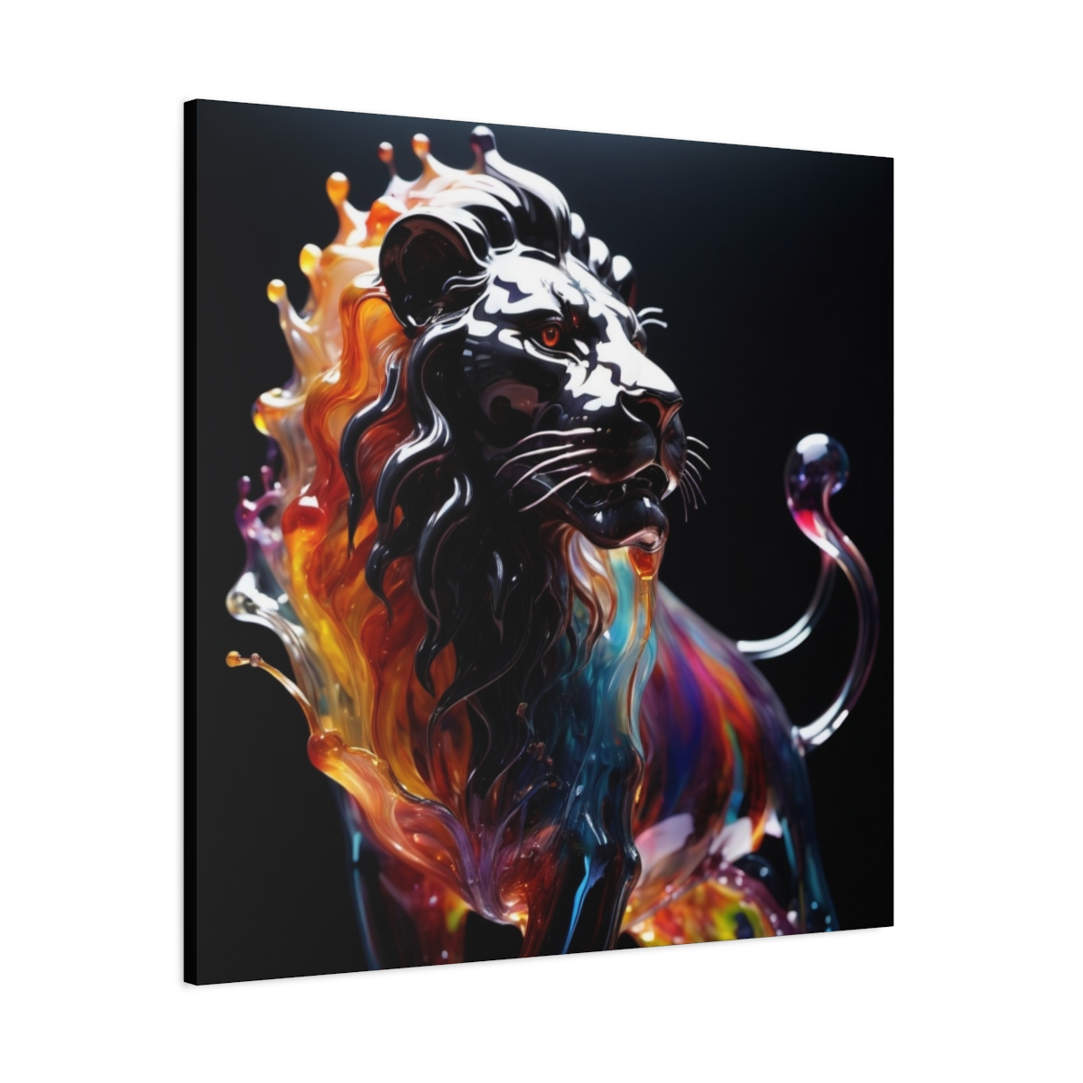 Stunning Unique Colorful Lion Glass Wall Art Canvas