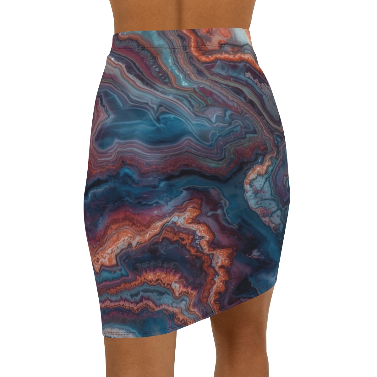 Gorgeous Agate Marble Mid-Waist Pencil Skirt