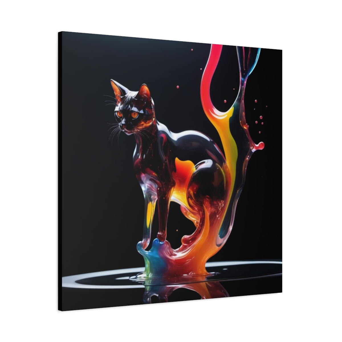 Stunning Unique Colorful Cat Glass Wall Art Canvas