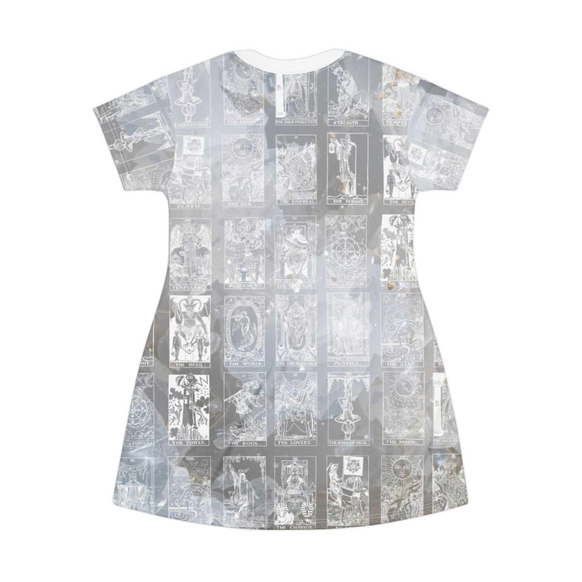 White Vintage Tarot Card Marble T-Shirt Dress