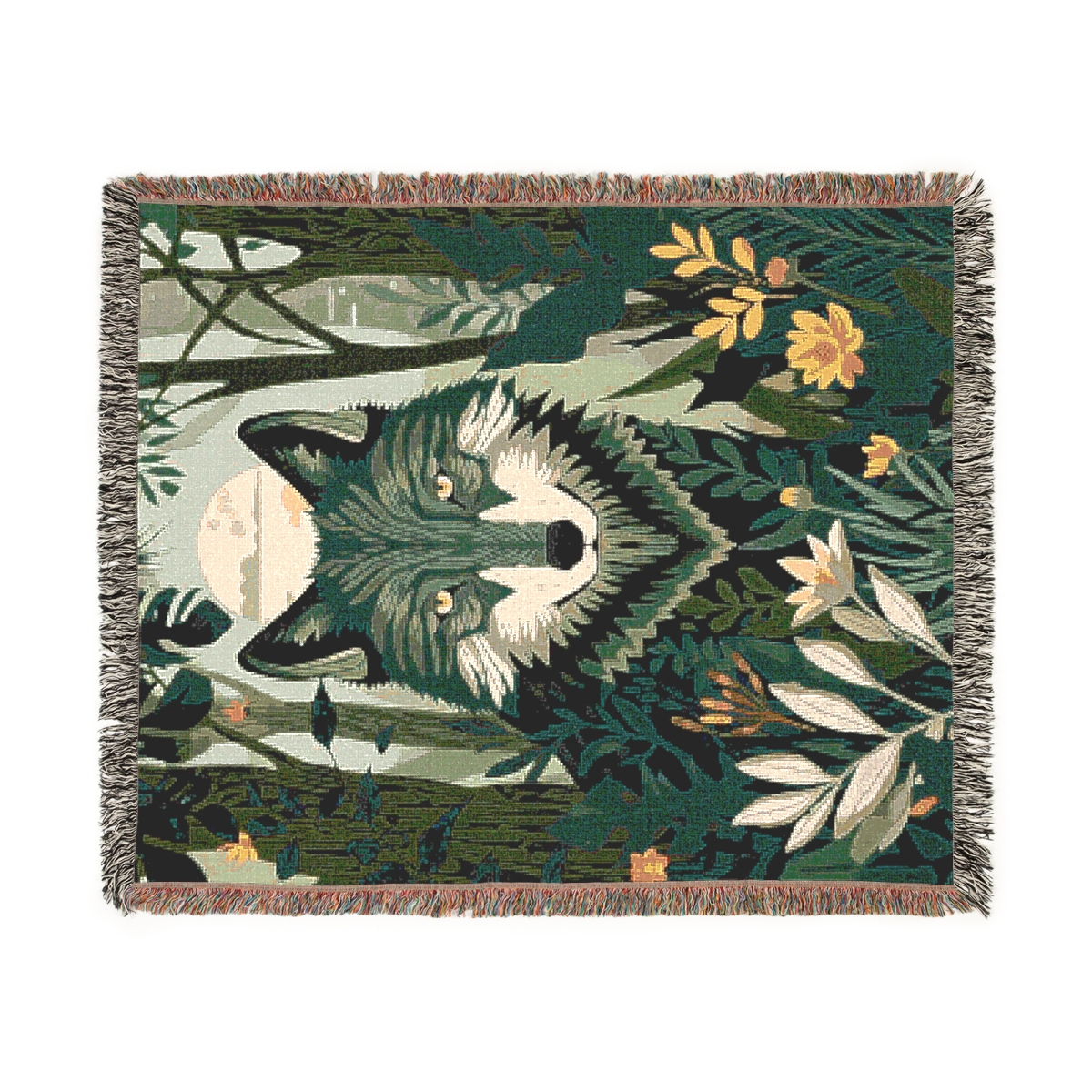 Luxury Beautiful Forest Wolf Woven Blanket