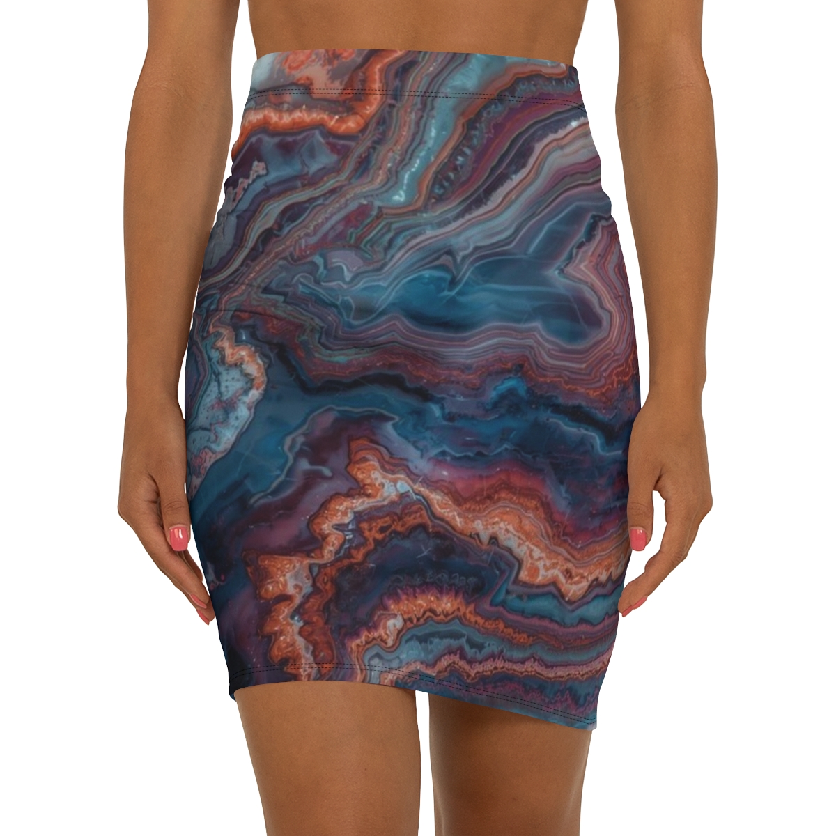 Gorgeous Agate Marble Mid-Waist Pencil Skirt