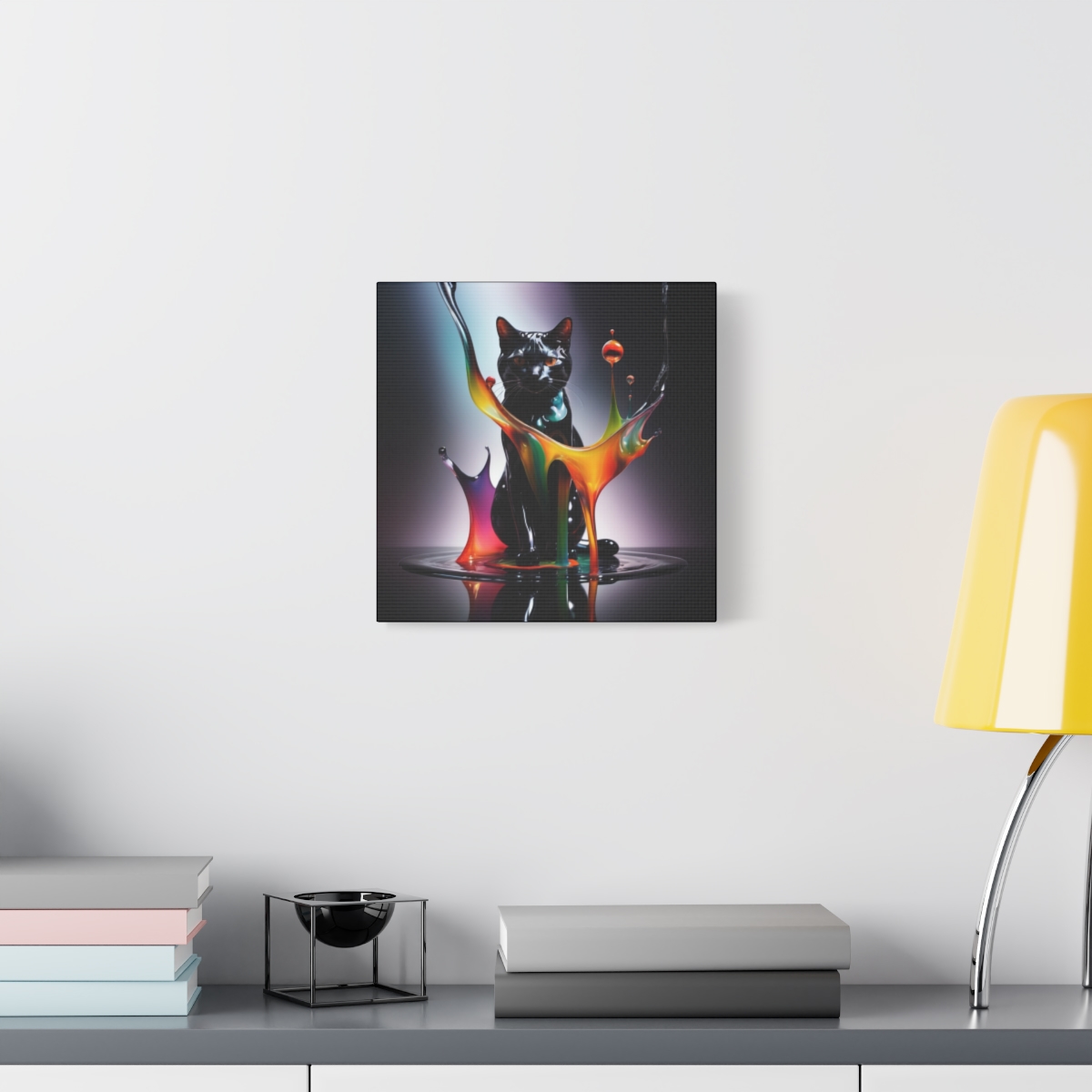 Stunning Unique Colorful Cat Glass Wall Art Canvas