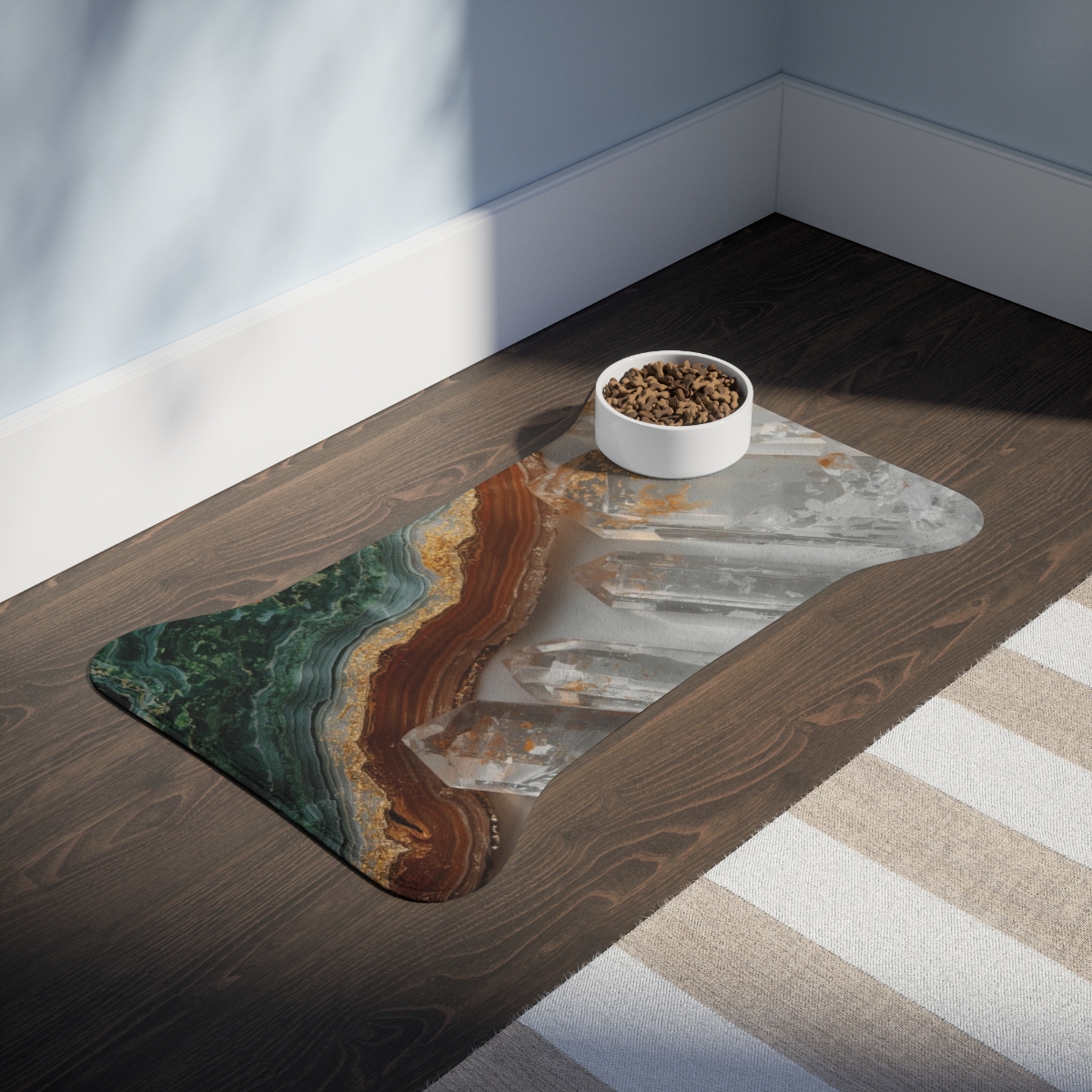 Luxury Green Brown Quartz Crystal Pet Feeding Mat