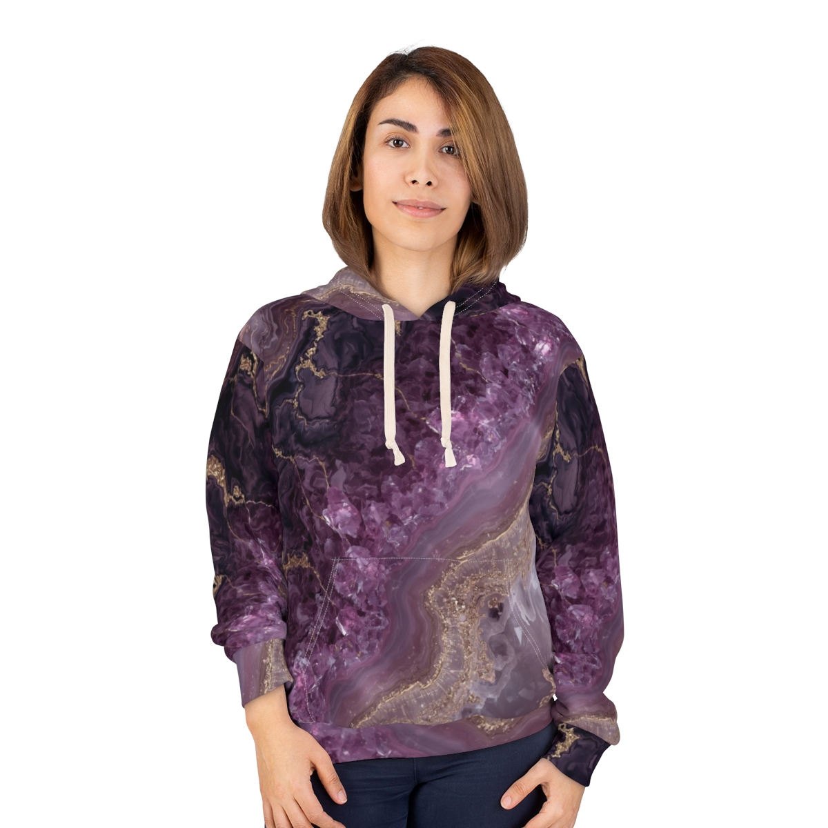 Beautiful Purple Marble Crystal Pullover Hoodie