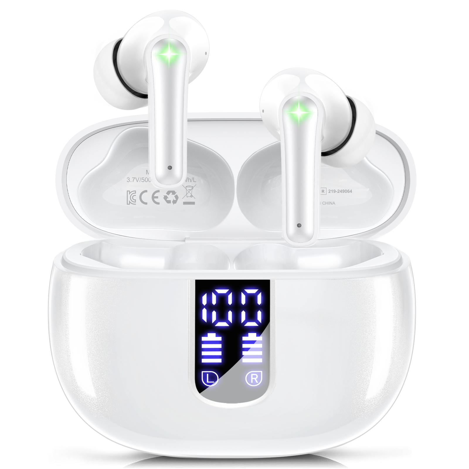Ear Buds Wireless Earbuds - Bluetooth 5.3 Headphones (48H Playback) Built in Mic with LED Display Charging Case, IP7 Waterproof Earphone for iPhone Andriod Phones Laptop Sports Workout