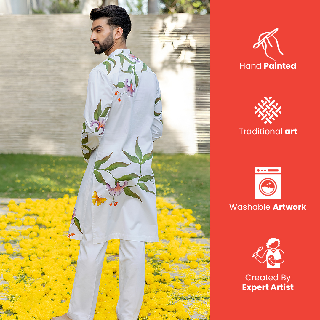 Floral Hand-Painted Kurta Pajama