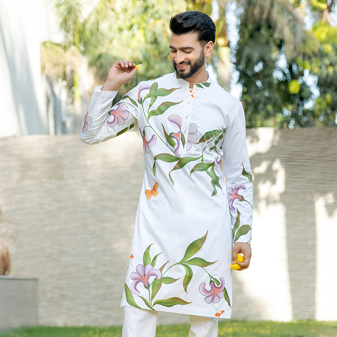 Floral Hand-Painted Kurta Pajama