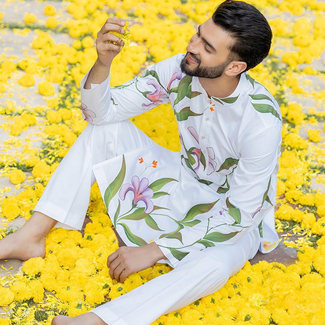 Floral Hand-Painted Kurta Pajama