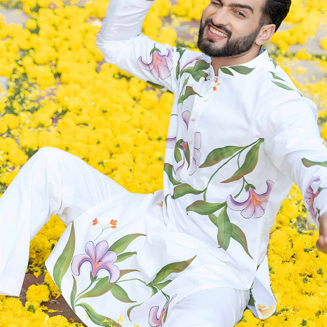 Floral Hand-Painted Kurta Pajama