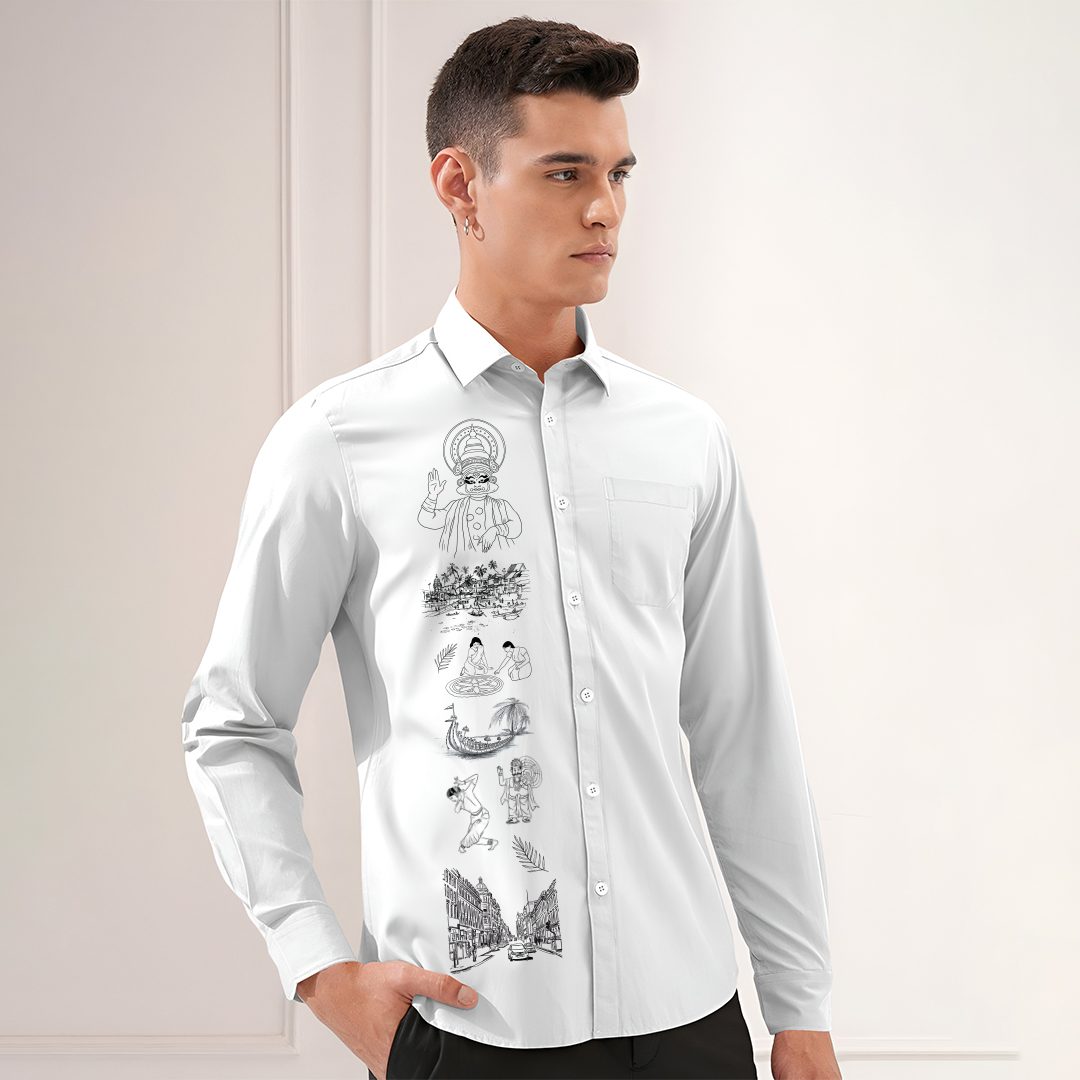 White Traditional South Indian Ethnic Premium Shirt