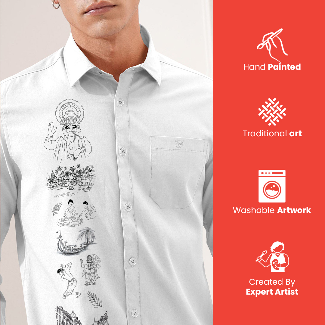 White Traditional South Indian Ethnic Premium Shirt