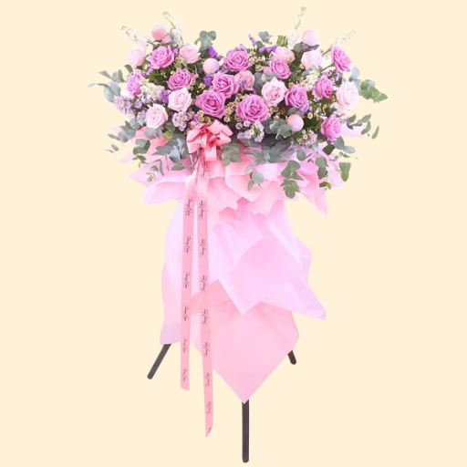 Karangan bunga standing pink