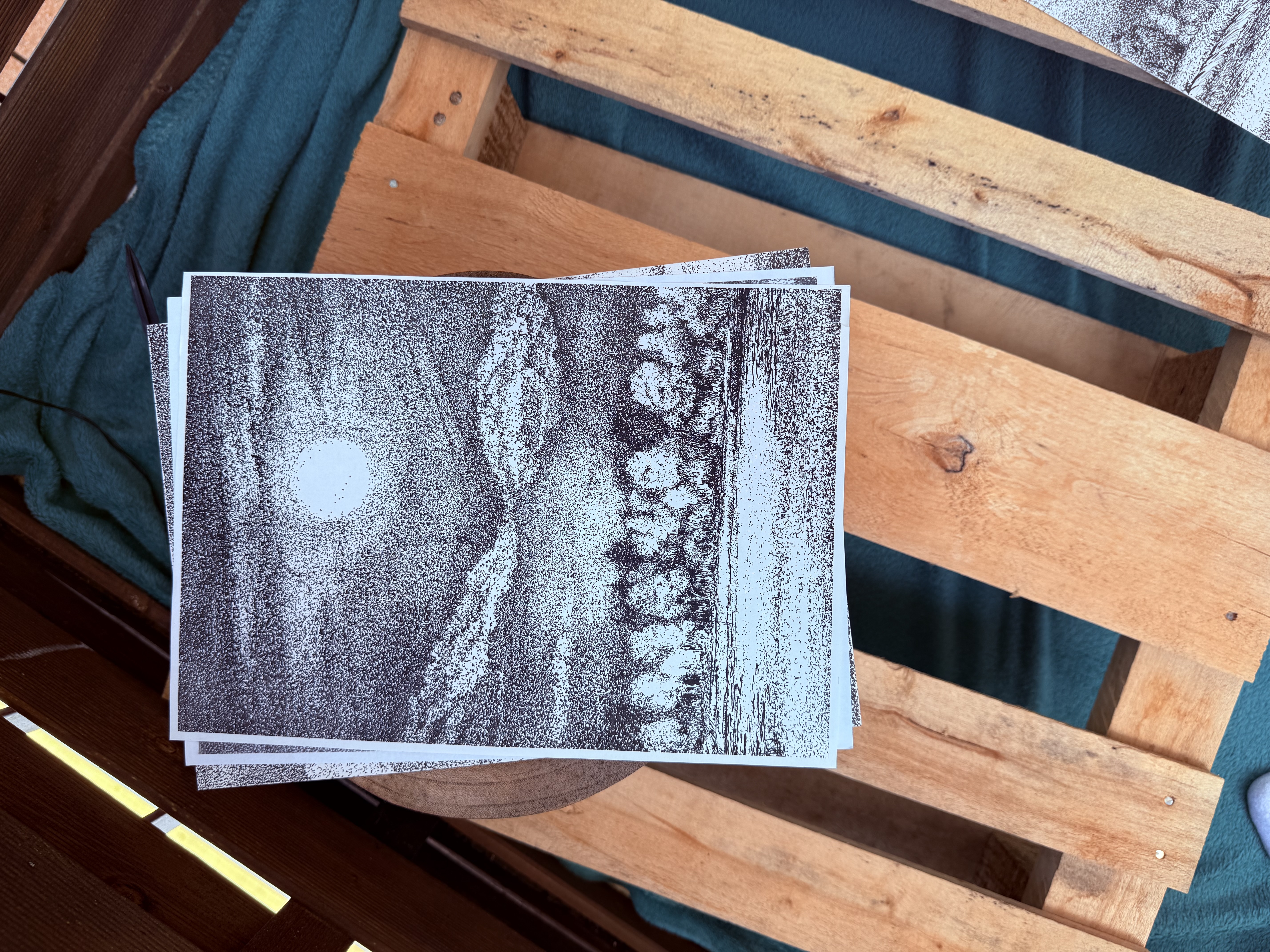 Las w nocy - cienkopis na papierze format A4 