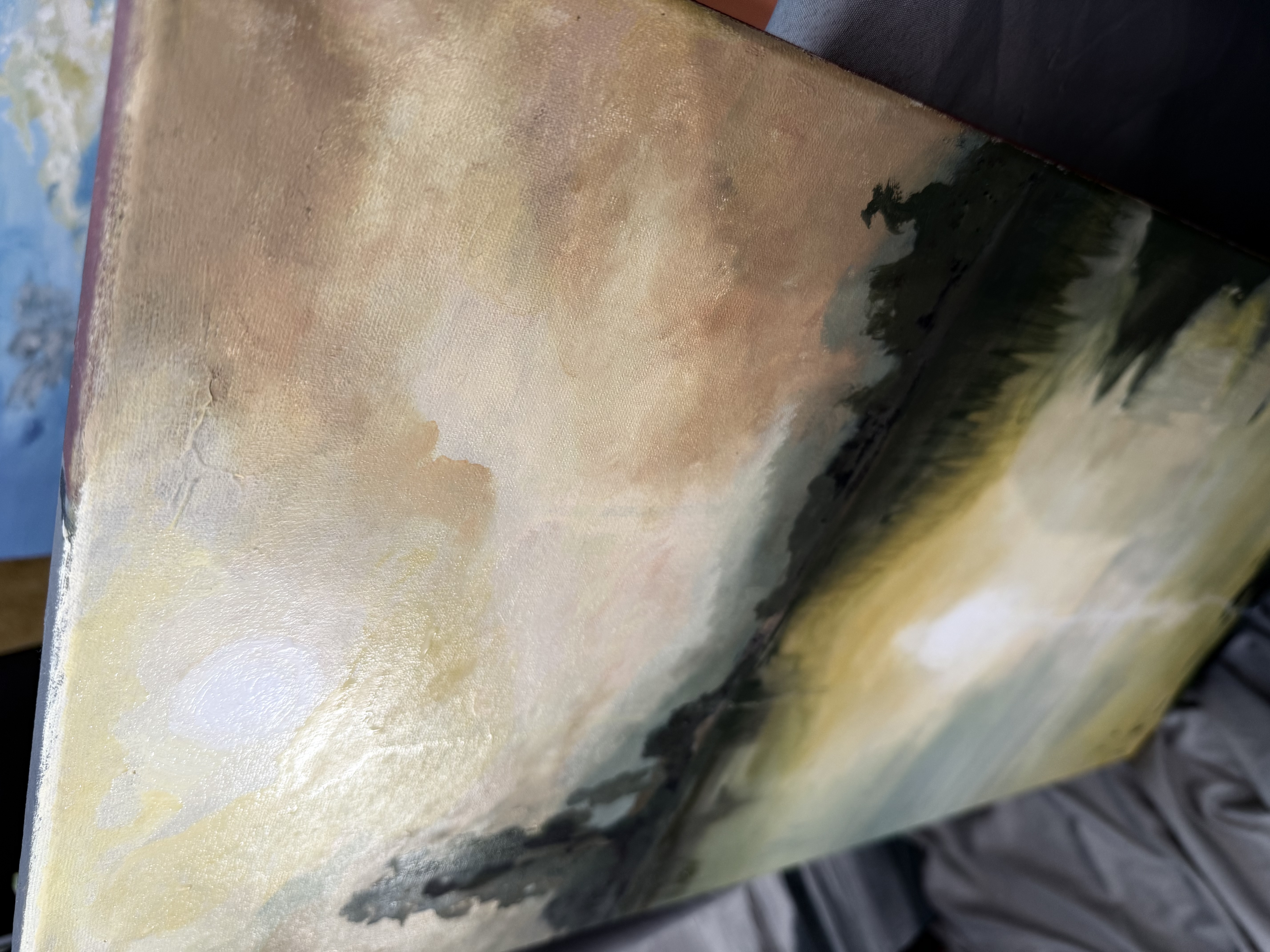 Obraz "Zachód" 35x70cm olej na płótnie