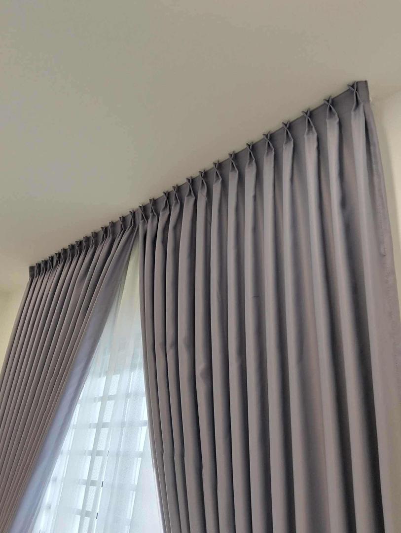 Singapore pleat curtain With double layar