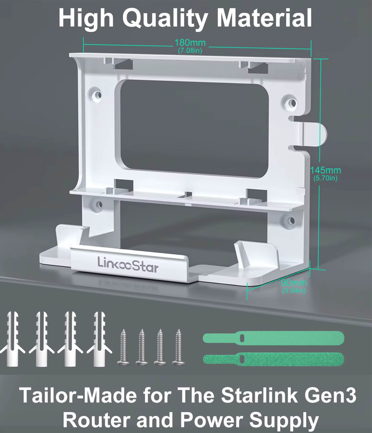 Wall Mount Bracket for Starlink Gen 3 Router & Power Supply