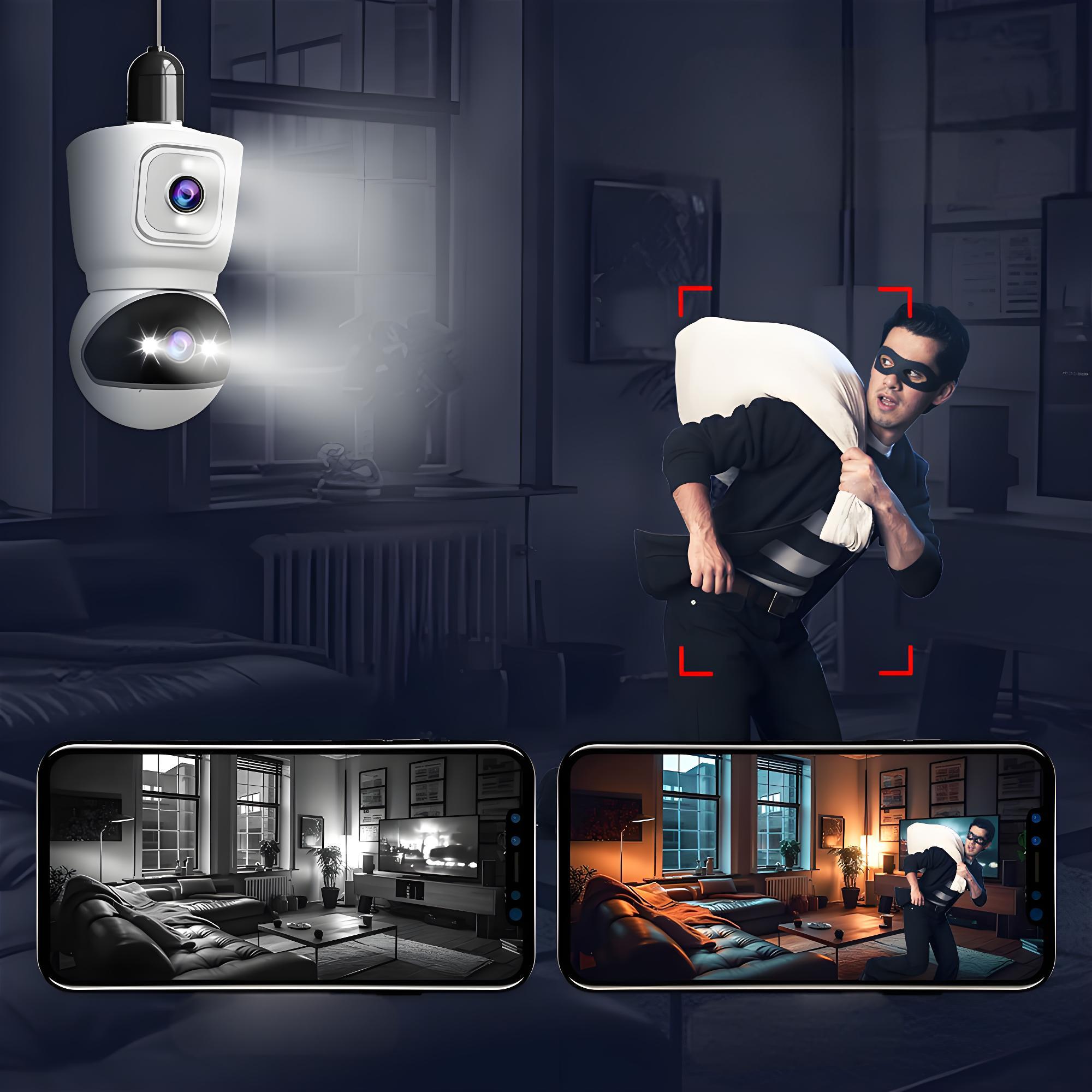 SriHome Smart Dual Lens Light Bulb Security Camera – The Future of Home Protection in One Bulb