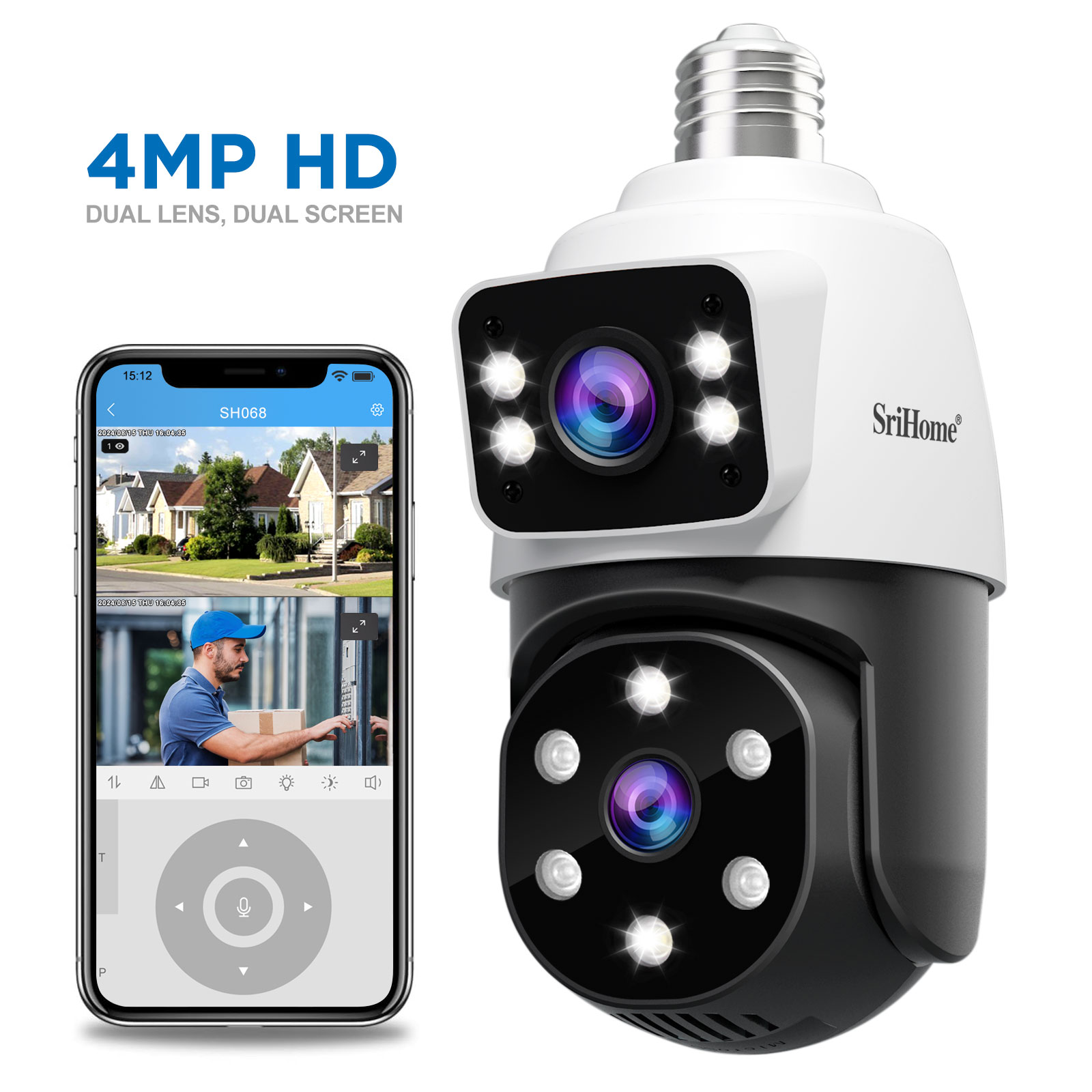 SriHome 4MP Dual Lens Light Bulb Camera – 360° Smart Security Made Simple