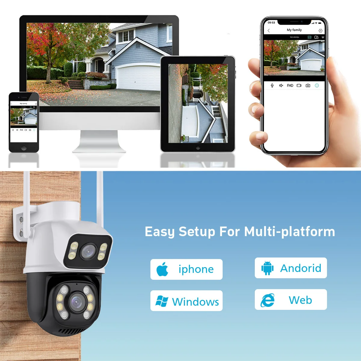 Outdoor Dual ens Wireless Security Camera