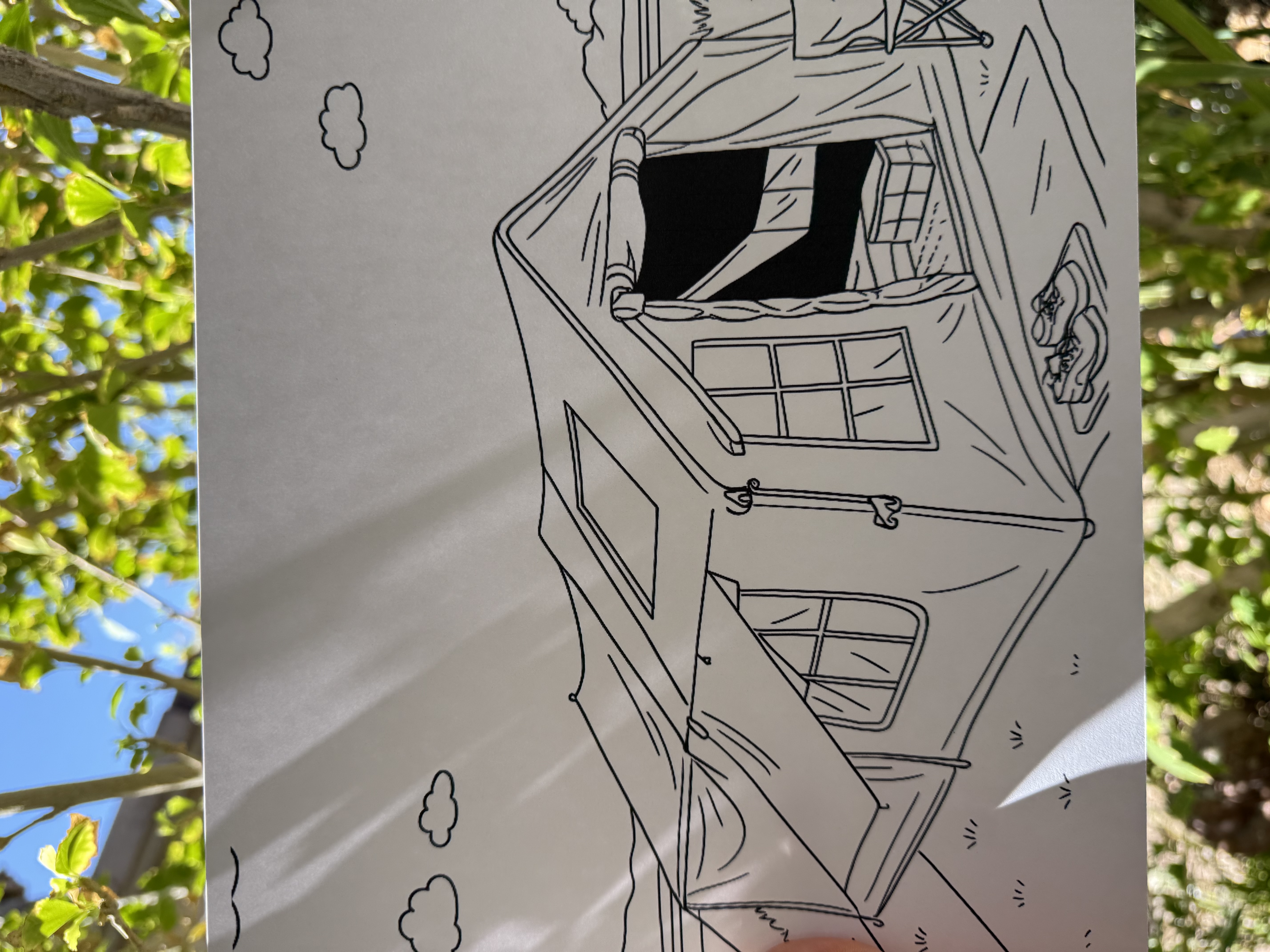 Camping Tent By the River Coloring Book Pages Set of 2 Printable PDF