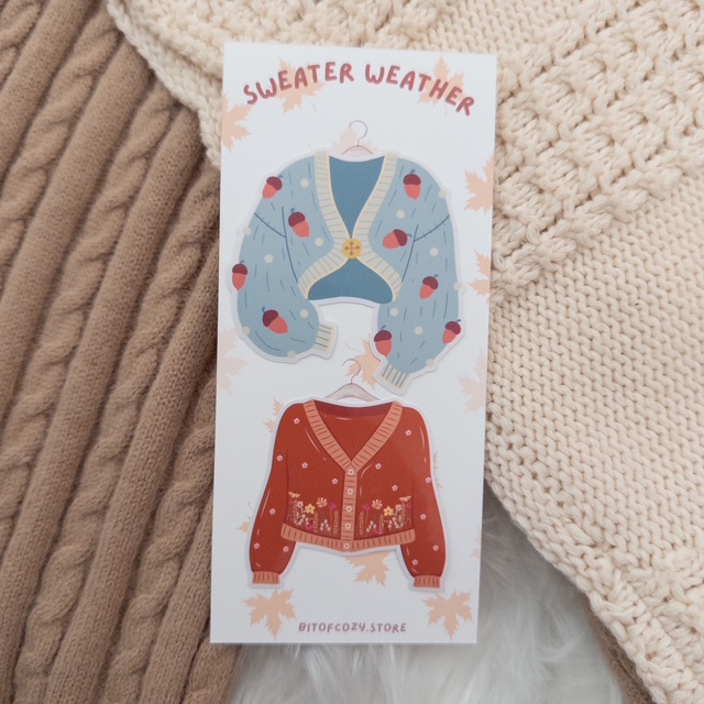 Sweater Weather Glossy Vinyl Sticker Set of 2 Diecast