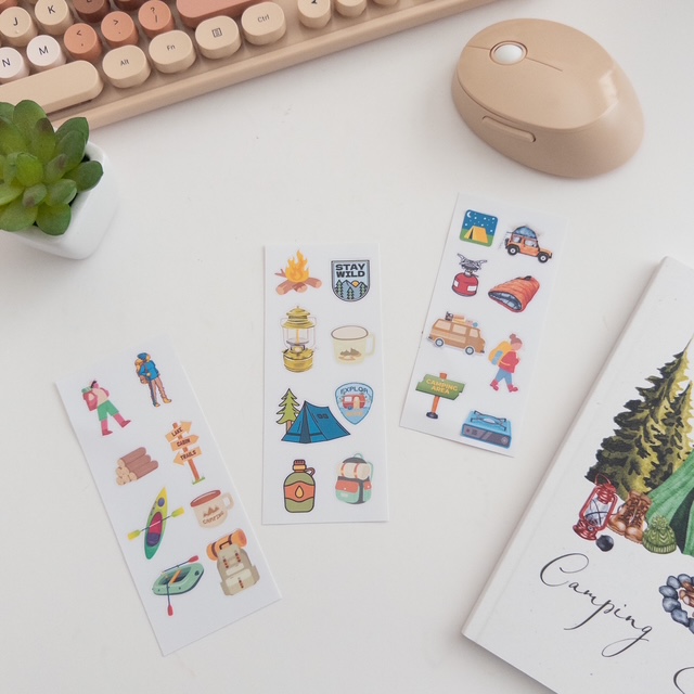 Camping-themed stickers 3 sheets