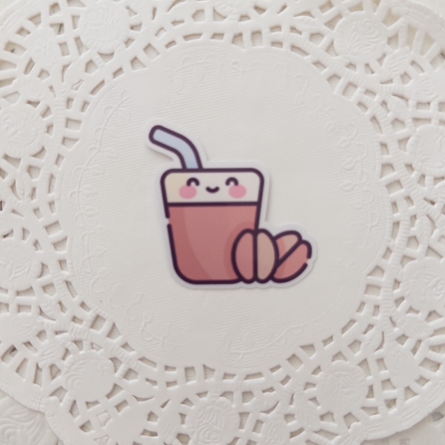 Cute Coffee and Bear Stickers Glossy Set of 2