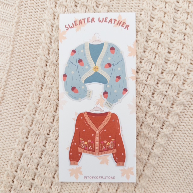 Sweater Weather Glossy Vinyl Sticker Set of 2 Diecast