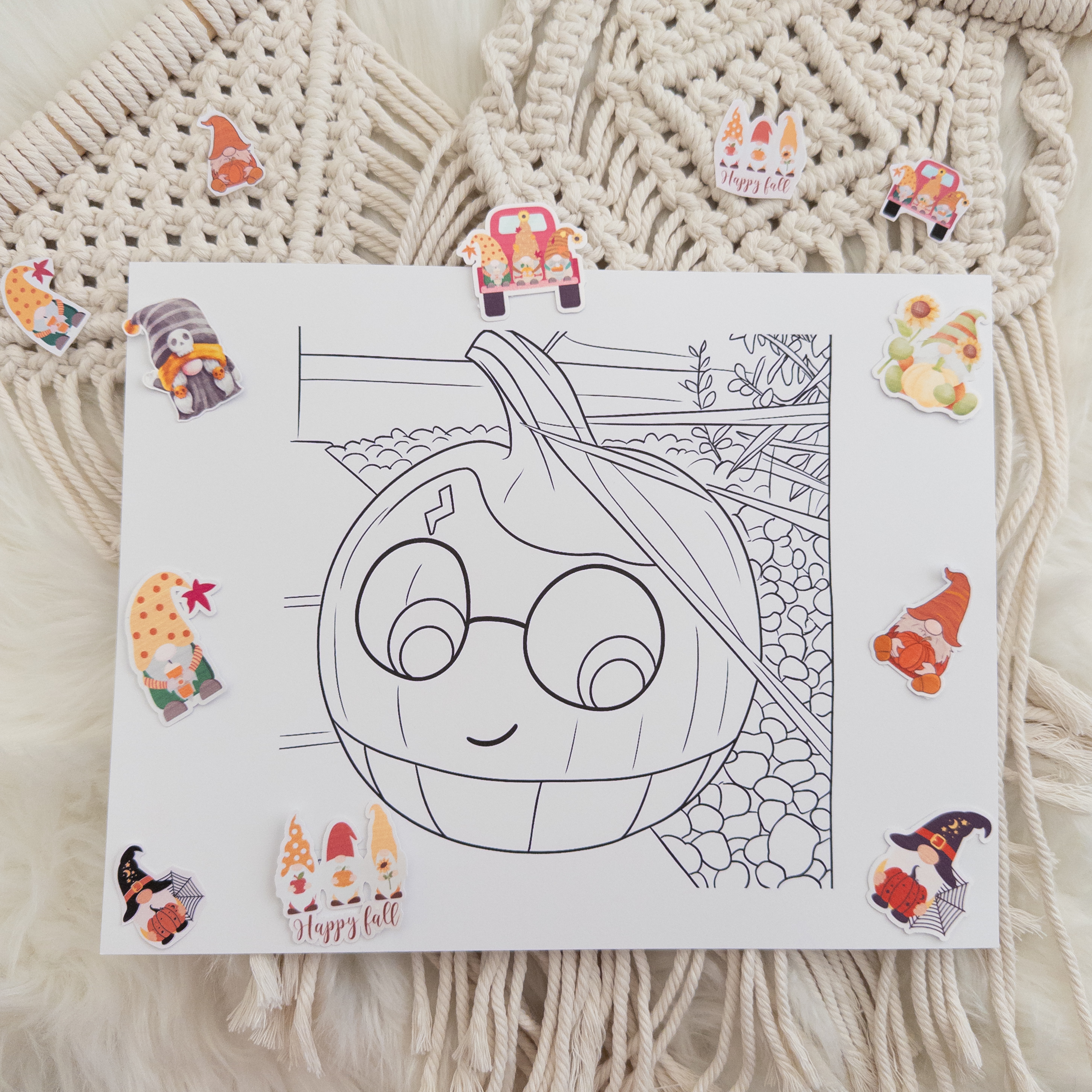 Autumn Pumpkin Coloring Sheet Set of 2 Printable PDF