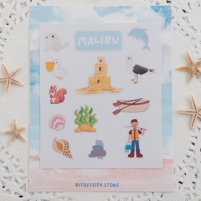 Malibu Beach-themed Sticker Sheet 