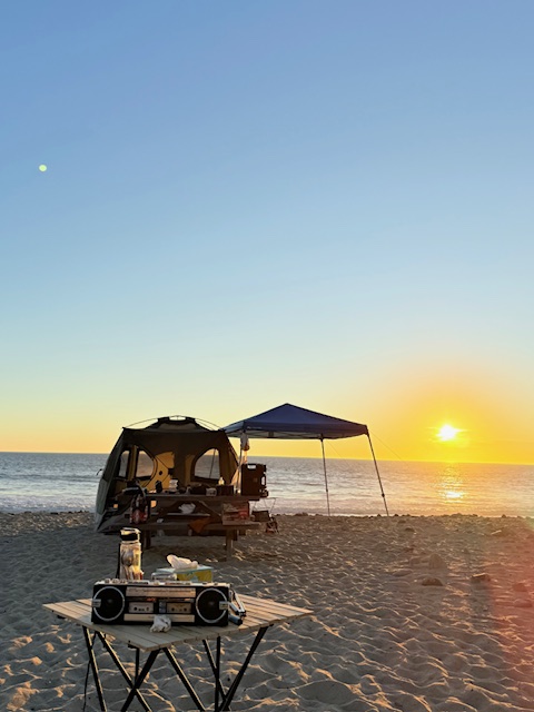 Beach Camping Scene Coloring Page 2 pages Printable