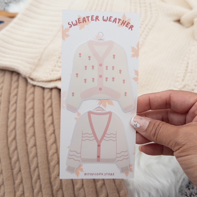 Minimalist Garden Sweater Weather Stickers Glossy Diecut Set of 2