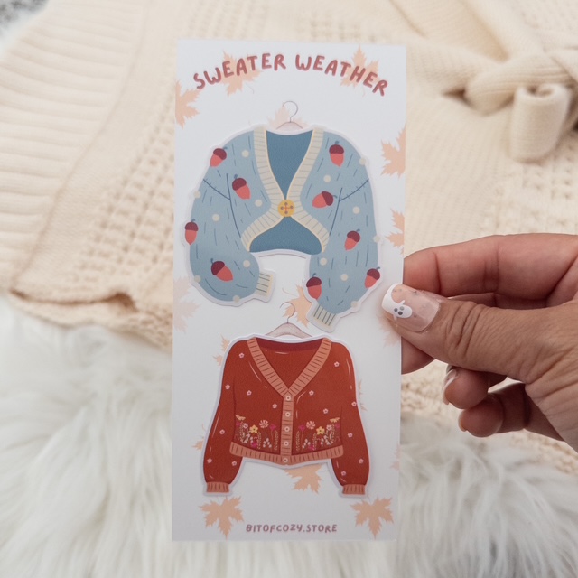 Sweater Weather Glossy Vinyl Sticker Set of 2 Diecast