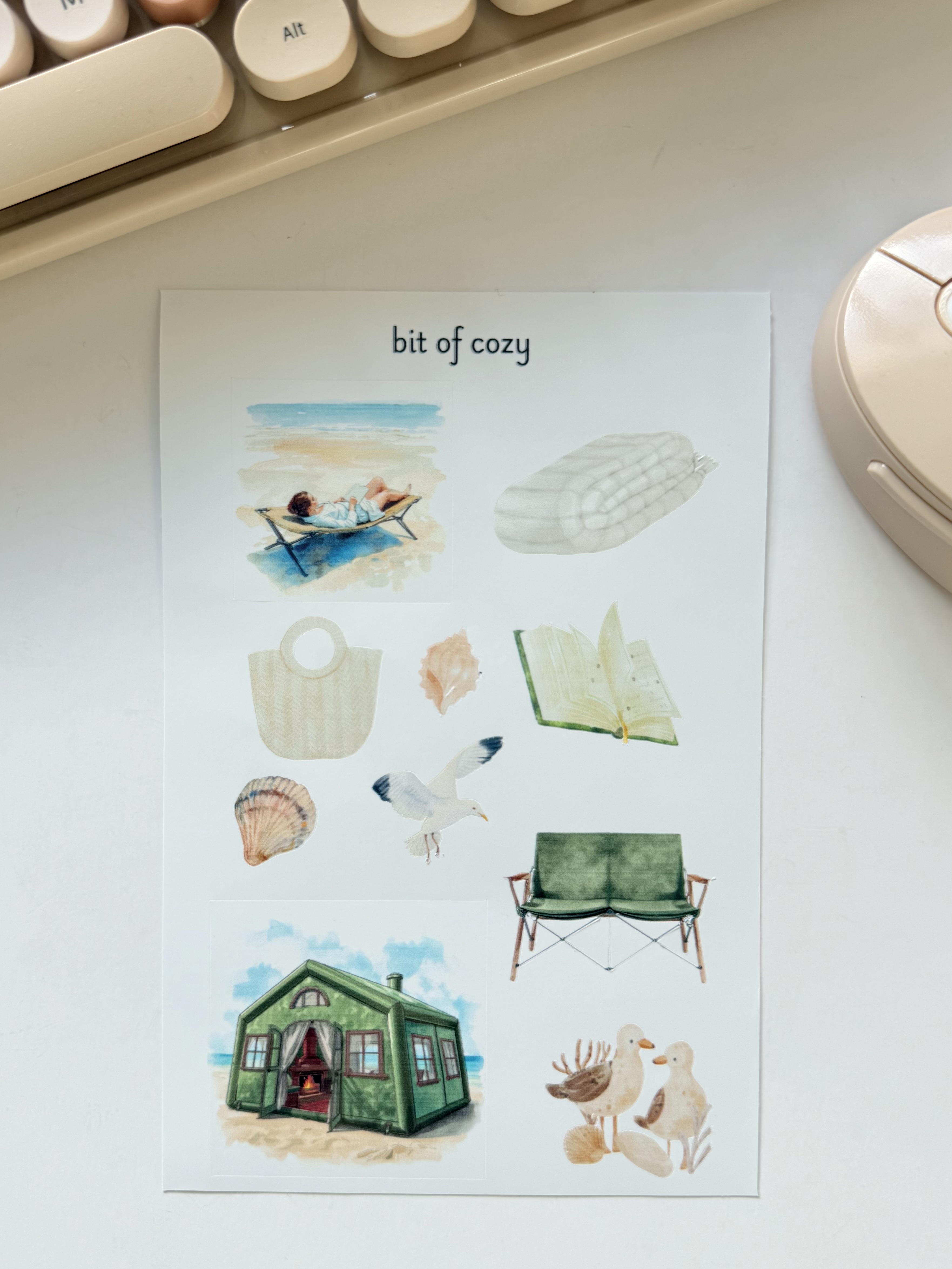 Bit of Cozy Beach-Themed Inflatable Beach House Tent Sticker Sheet