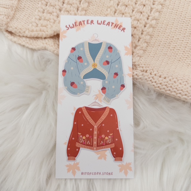 Sweater Weather Glossy Vinyl Sticker Set of 2 Diecast