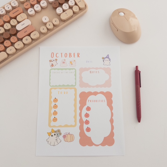 October Monthly Planner Sheet Printable