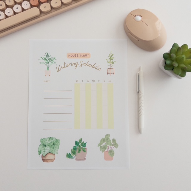 House Plant Watering Schedule Planner Printable