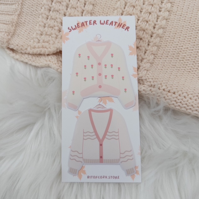 Minimalist Garden Sweater Weather Stickers Glossy Diecut Set of 2
