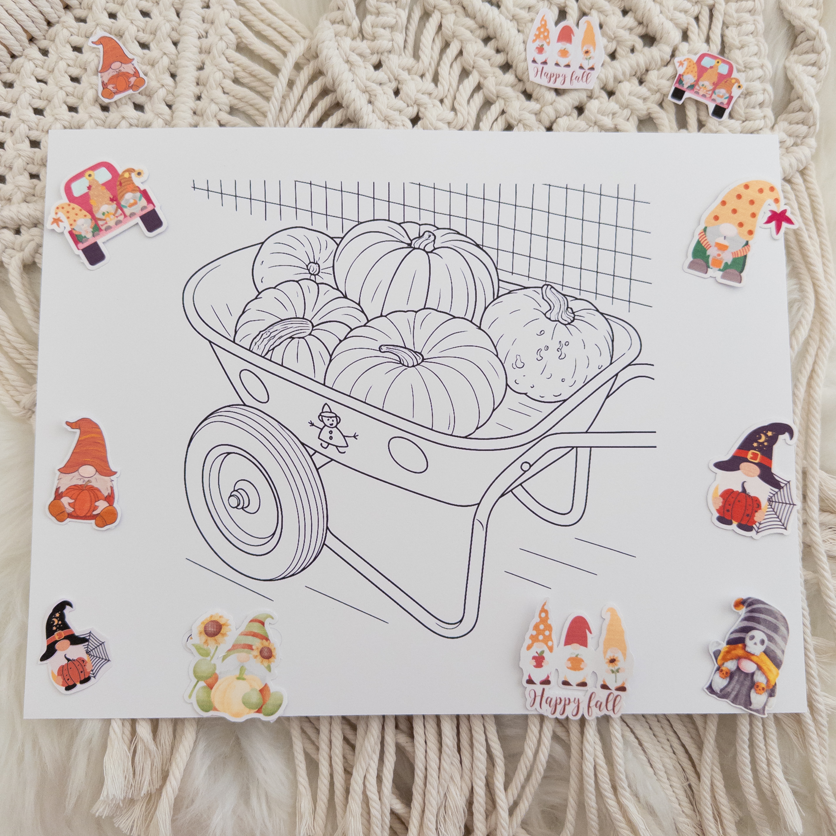Autumn Pumpkin Coloring Sheet Set of 2 Printable PDF