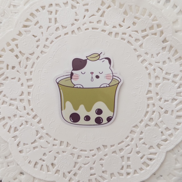 Cute Bubble Tea Stickers Glossy Vinyl Set of 2