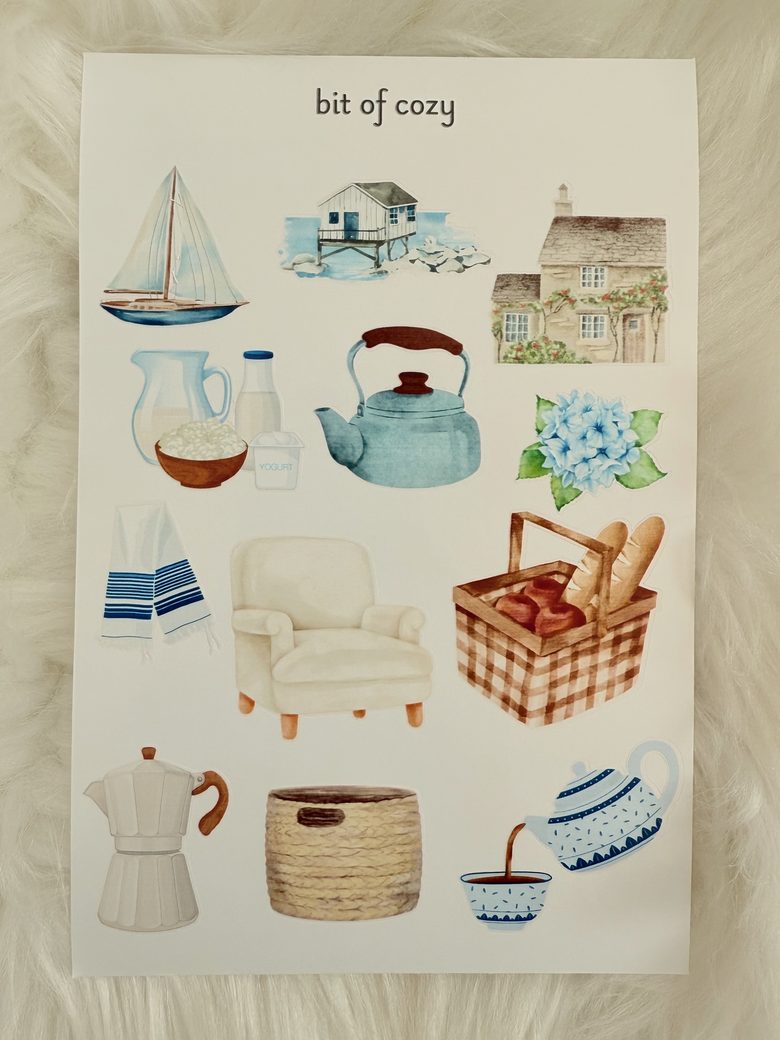 Bit of Cozy Coastal Cottage Aesthetic Sticker Sheet