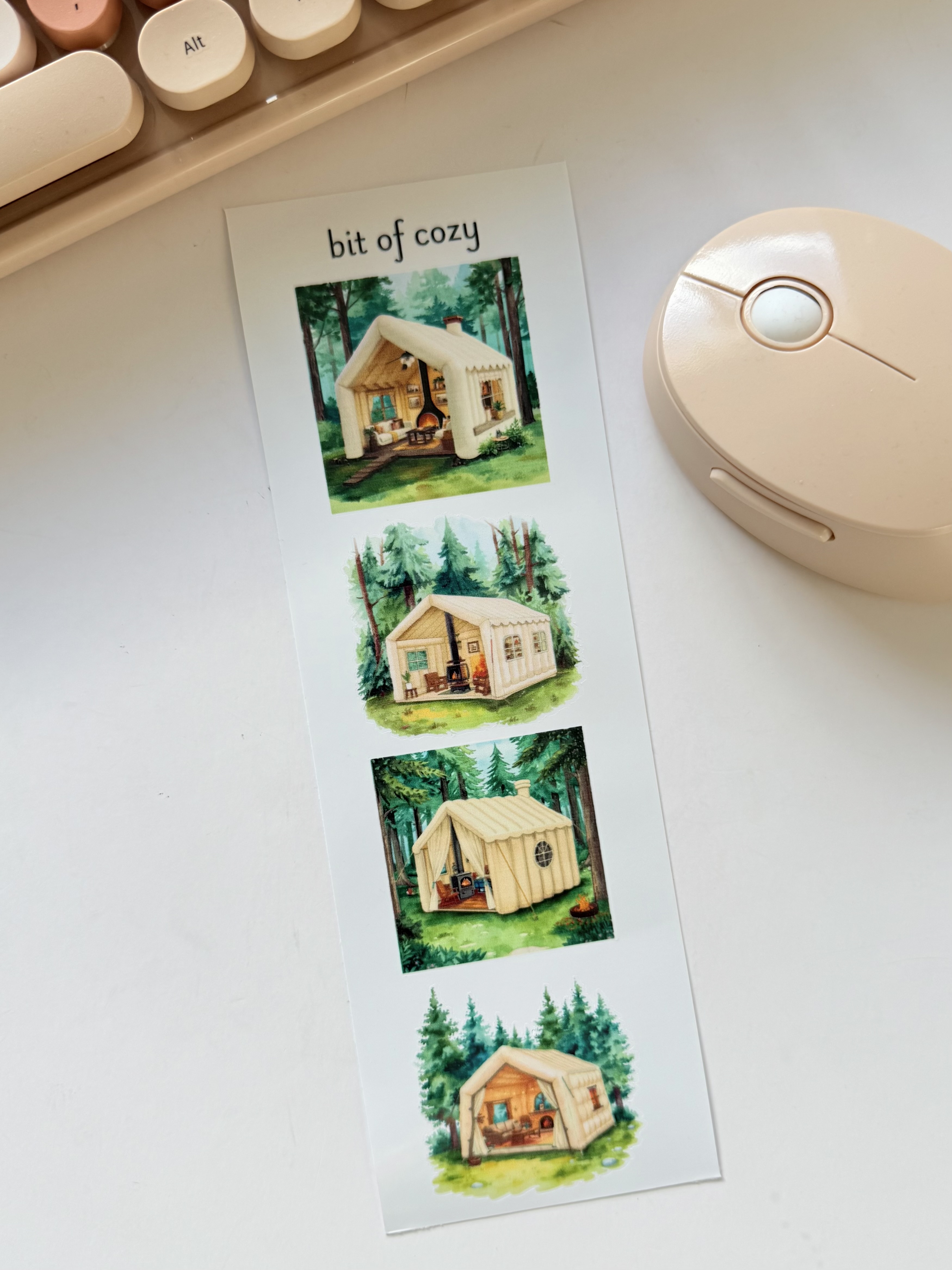 Cozy Cabin Inflatable Tent in the Forest Sticker Sheet