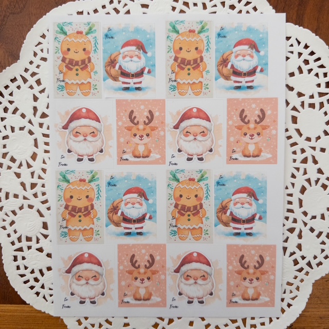 Cute Animal or Latte Drink Sticker Gift Tag Sheet To and From